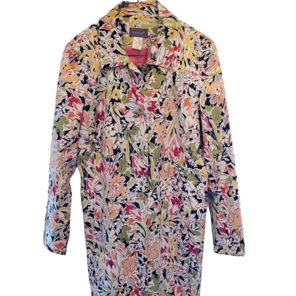 Kenar Floral Button Front Raincoat Jacket Sz 10